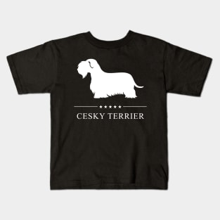 Cesky Terrier Dog White Silhouette Kids T-Shirt